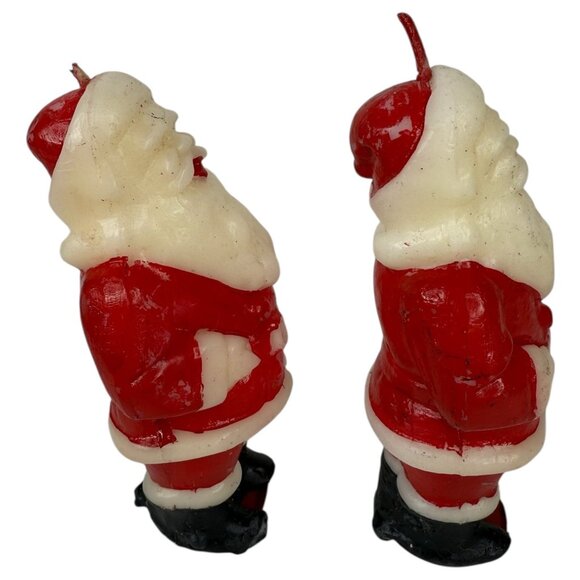 2 Vintage Santa Claus Wax Candle Figures By Tavern 4.5” Tall Christmas Novelty - Picture 2 of 9